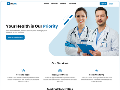 CARESYNC: Your Health Connected. clean design creative design design figma graphic design landing page ui ui inspiration ux ux case study uxui web design web ui web ux website