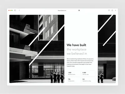 Workplace Place Startup Website black building column estate graphic design hero photography real real estate section ui ux website white