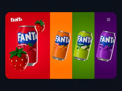 🍊🍇 Fanta Flavor UI Animation Concept 3d 3d animation 3d modeling 3d render 3d rendering 3dui aftereffects animation blender blender3d conceptdesign design fanta illustration motiondesign productanimation ui uianimation uidesign uiux