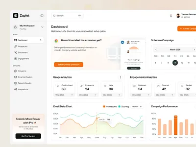 Zaplet - Email Marketing Web App UI Kit analysis analytics clean dashboard designagency discover email emailmarketing hrmanagement landingpage leadgeneration marketingdashboard pricing saas ui website webui