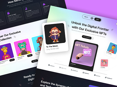 NFT Marketplace Website adobe illustrator ai powered website bitcoin branding design figma graphic design illustration logo nft tredding typography ui ux vector web design web development website wordpress