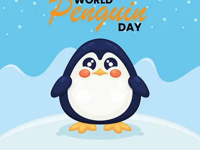 world penguin day 25 april adobe illustrator branding cute design graphic design ice illustration logo penguin habitat safe penguin sea vector wildlife world penguin day