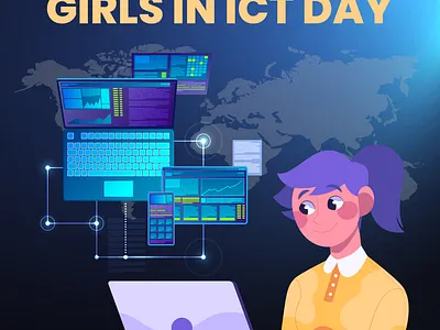 international girls in ict day adobe illustrator ai branding computer design educaton female gils graphic design ict illustration international international girls in ict day international training it logo networking ui ux vector