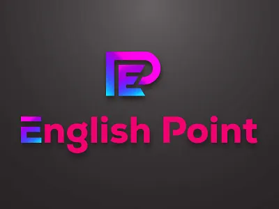 Logo for an English club 3d app branding club design education english gradient graphic design illustration language logo point teaching typography vector