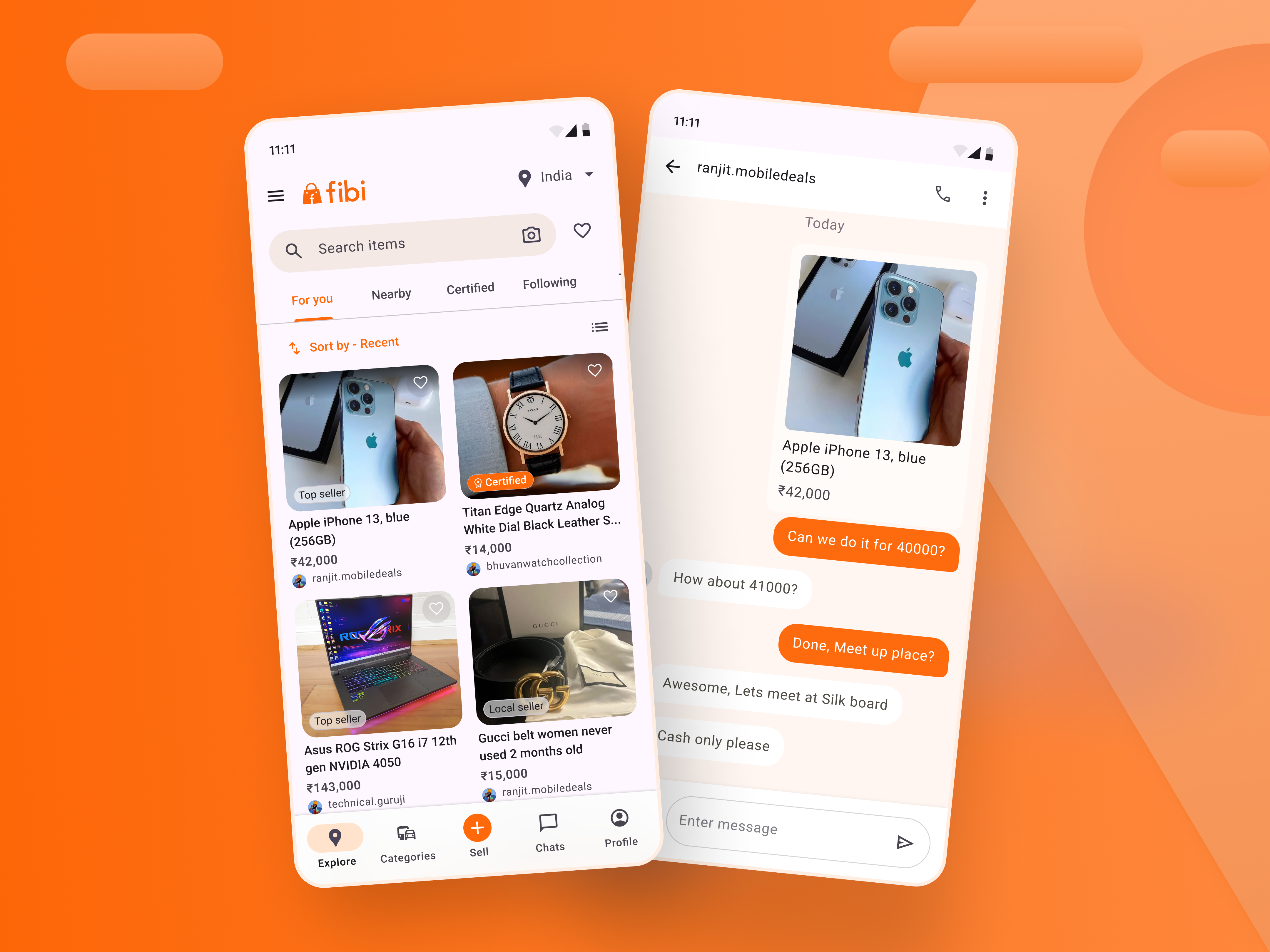 Local Buy & Sell App UI Concept android app buy chat clean concept local location sell ui