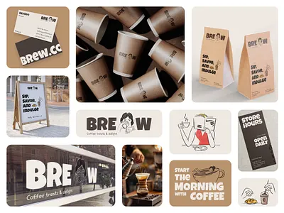 Brew Coffee Cafe branding cafe coffee icon illustration logo vector