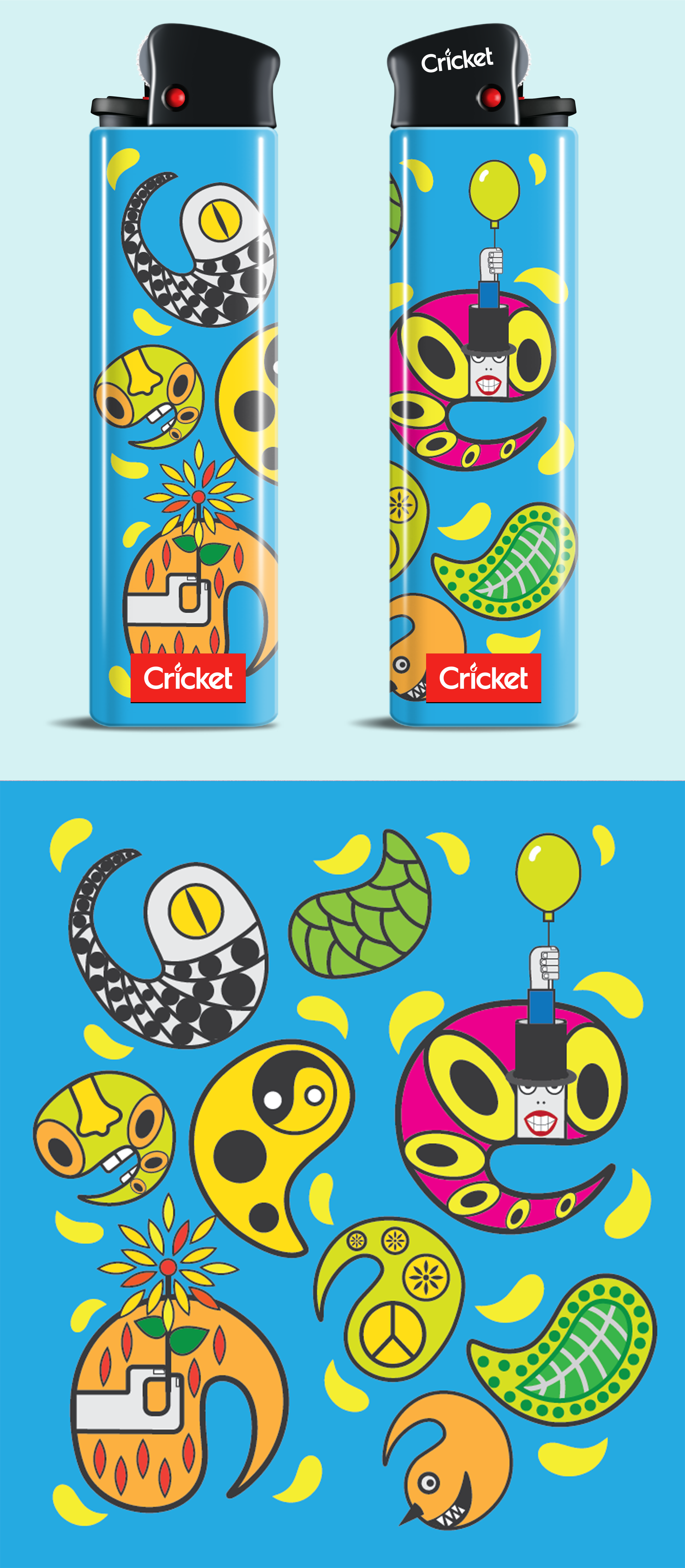 Cricket lighter concept cricket graphic design illustration lighter packaging