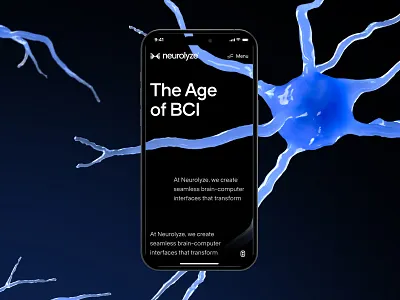 neurolyze: BCI Brain Computer Interface - Neural Intelligence UI 3d neuron bci website biotech landing page biotech web design biotech website biotechnology blue brain computer interface brain machine interface clean dark mode minimal modern neural intelligence neurology website neuron neuroscience ui neuroscience website neurotechnology