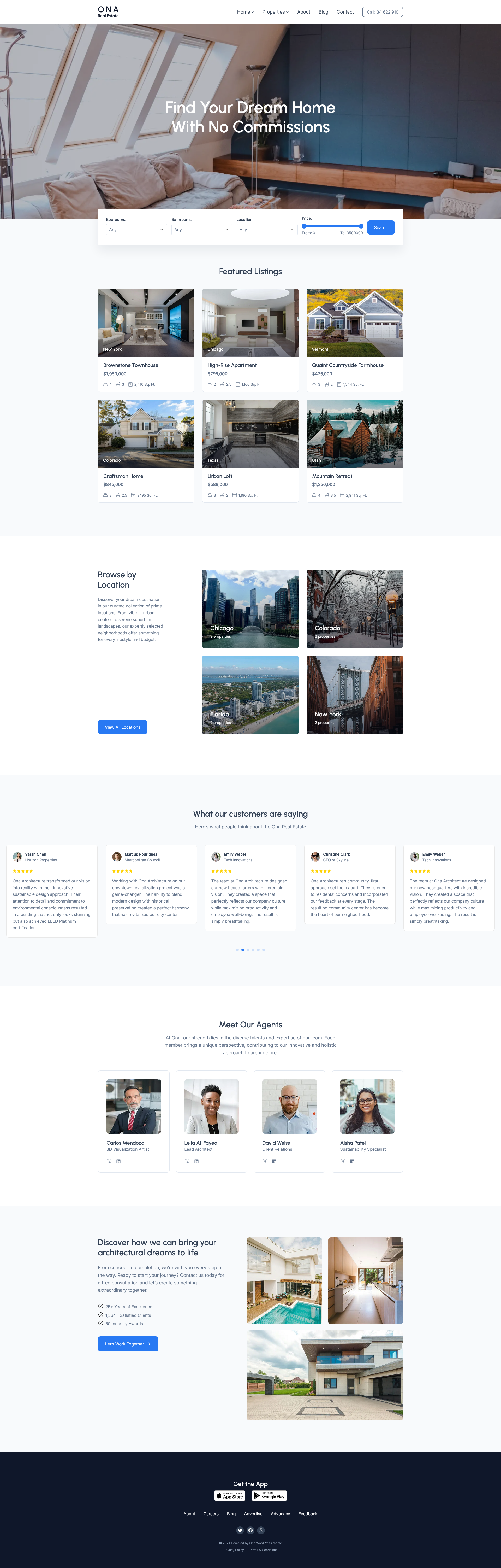 Ona Real Estate fse gutenberg minimal modern ui wordpress