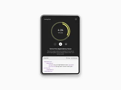 Coding Quiz Timer black timer ui ux web white