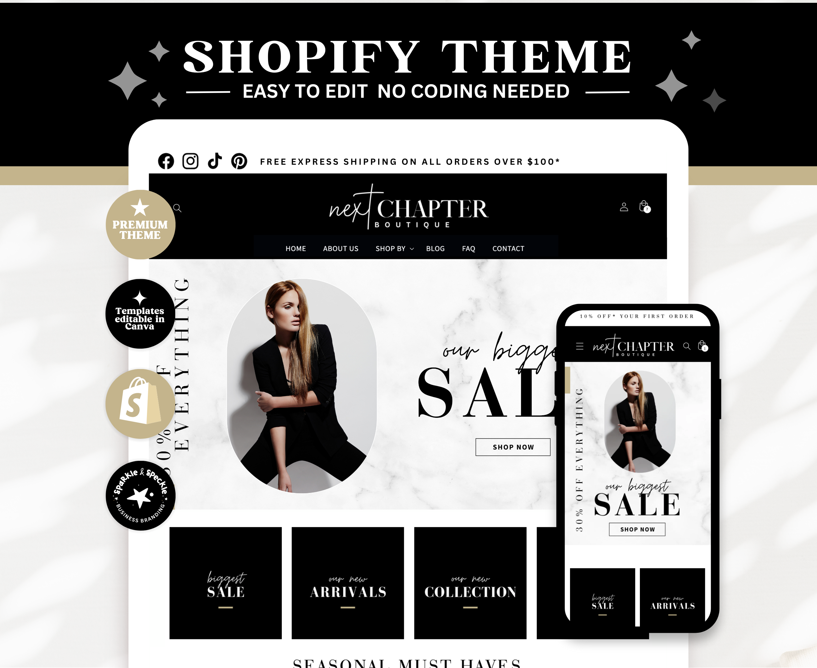NEXT CHAPTER SHOPIFY THEME best shopify theme black and white website clothing website ecommerce website editable shopify banners elegant website design graphic design instant download premium shopify theme shopify store shopify templates shopify theme shopify website sparklespeckle top shopify theme web design templates website creation website design website theme