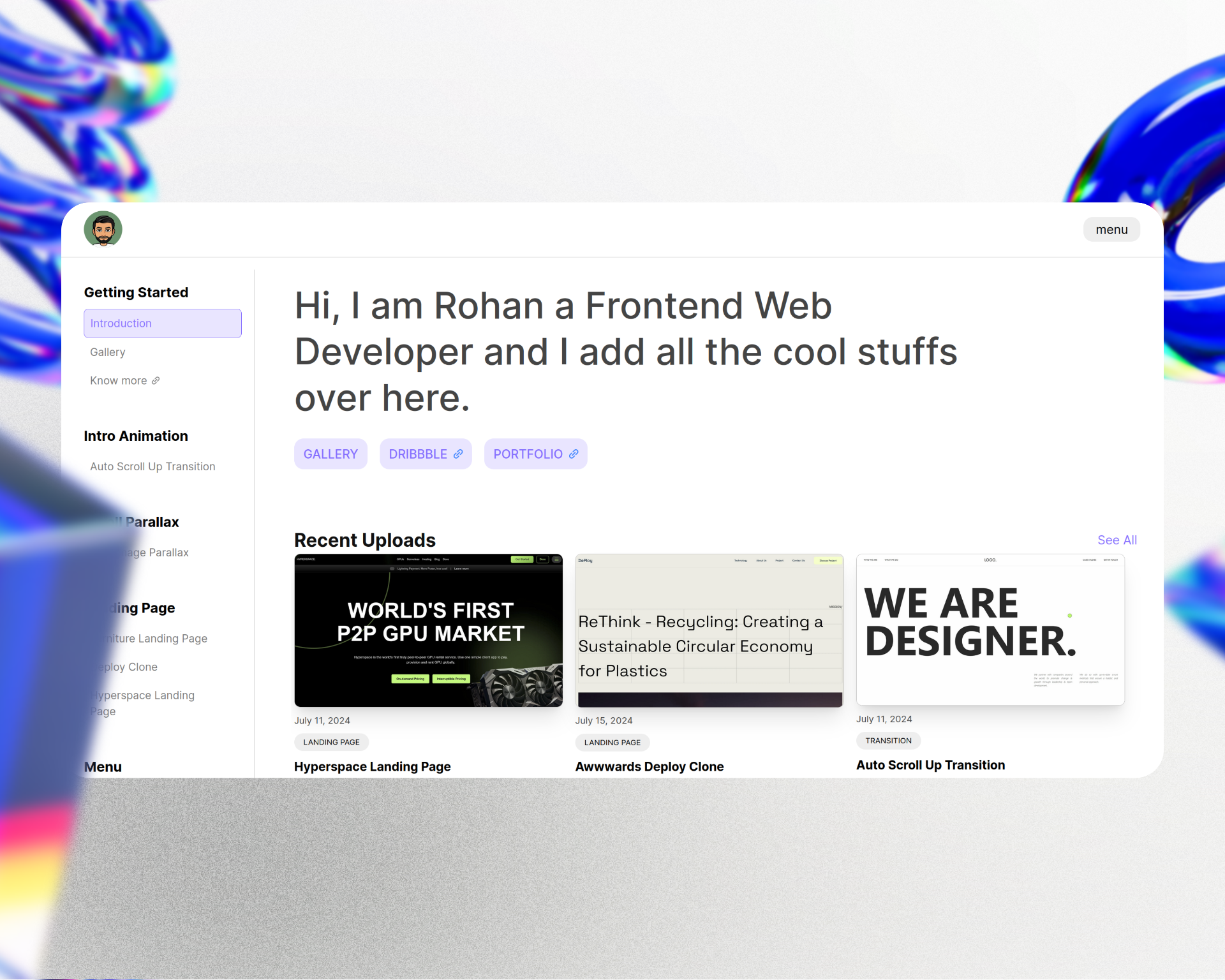 Blog Portfolio animation blog figma graphic design light portfolio theme ui uiux