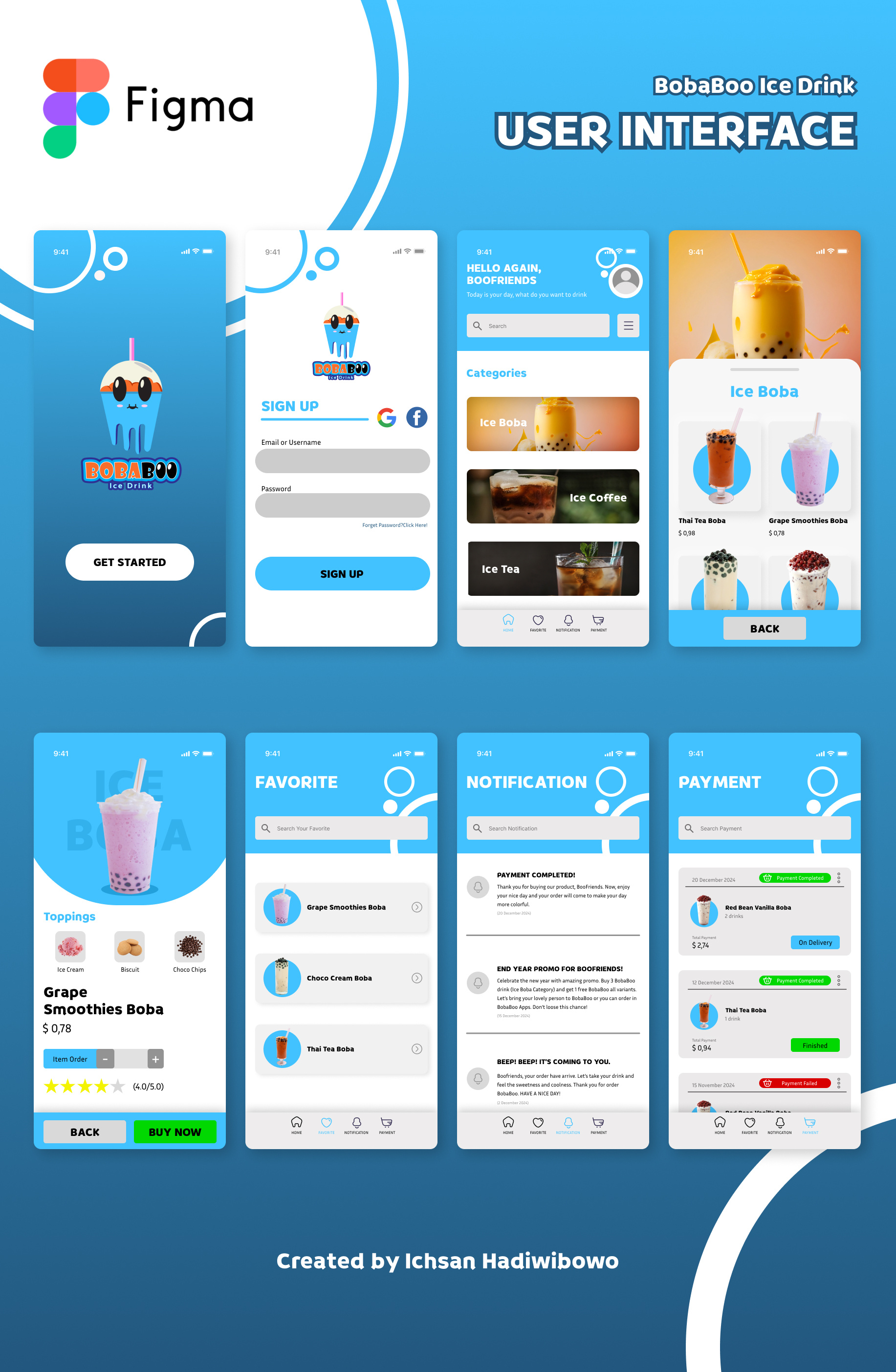 UI Website Mobile BobaBoo Ice Drink branding design illustration mobile user interface website
