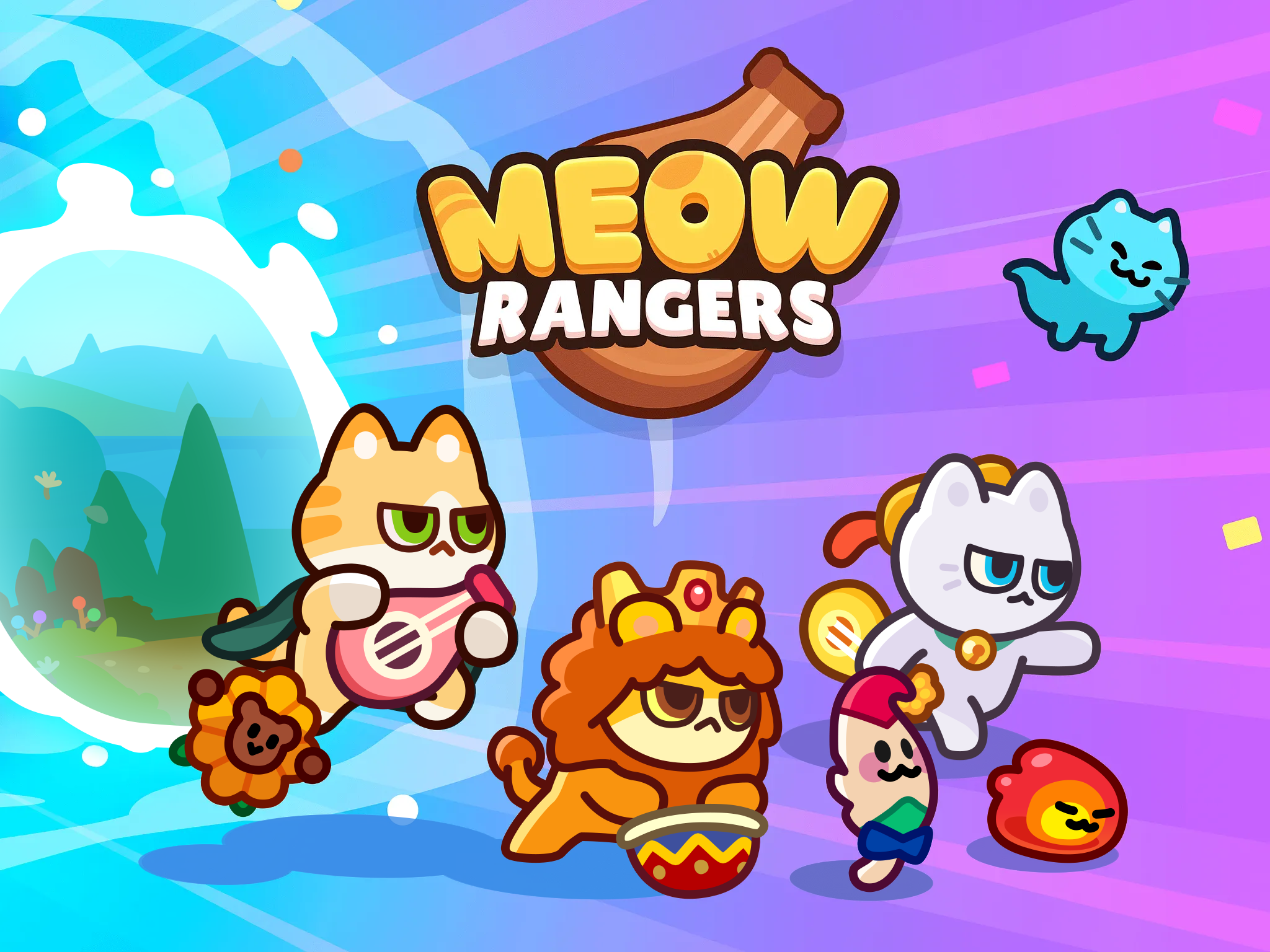 Meow Rangers game gamedev illustration indiedev layerlab layerlabgames meow rangers mobirix title