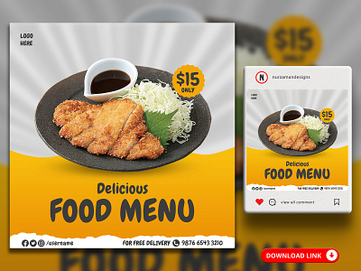 Delicious Food Menu Social Media Banner Templates 3d ads design animation banner food banner food flyer food menu food template graphic design instagram post logo motion graphics promotional ads restaurant banner restaurant flyer restaurant menu restaurant template social media web banner yellow