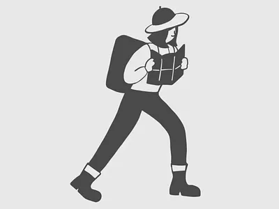 Wandering Voyager Illustration animation art art design artwork black character design color contrast contrast creative digital art finding way girl girl illustration grey illustration motion graphics travel traveler voyager