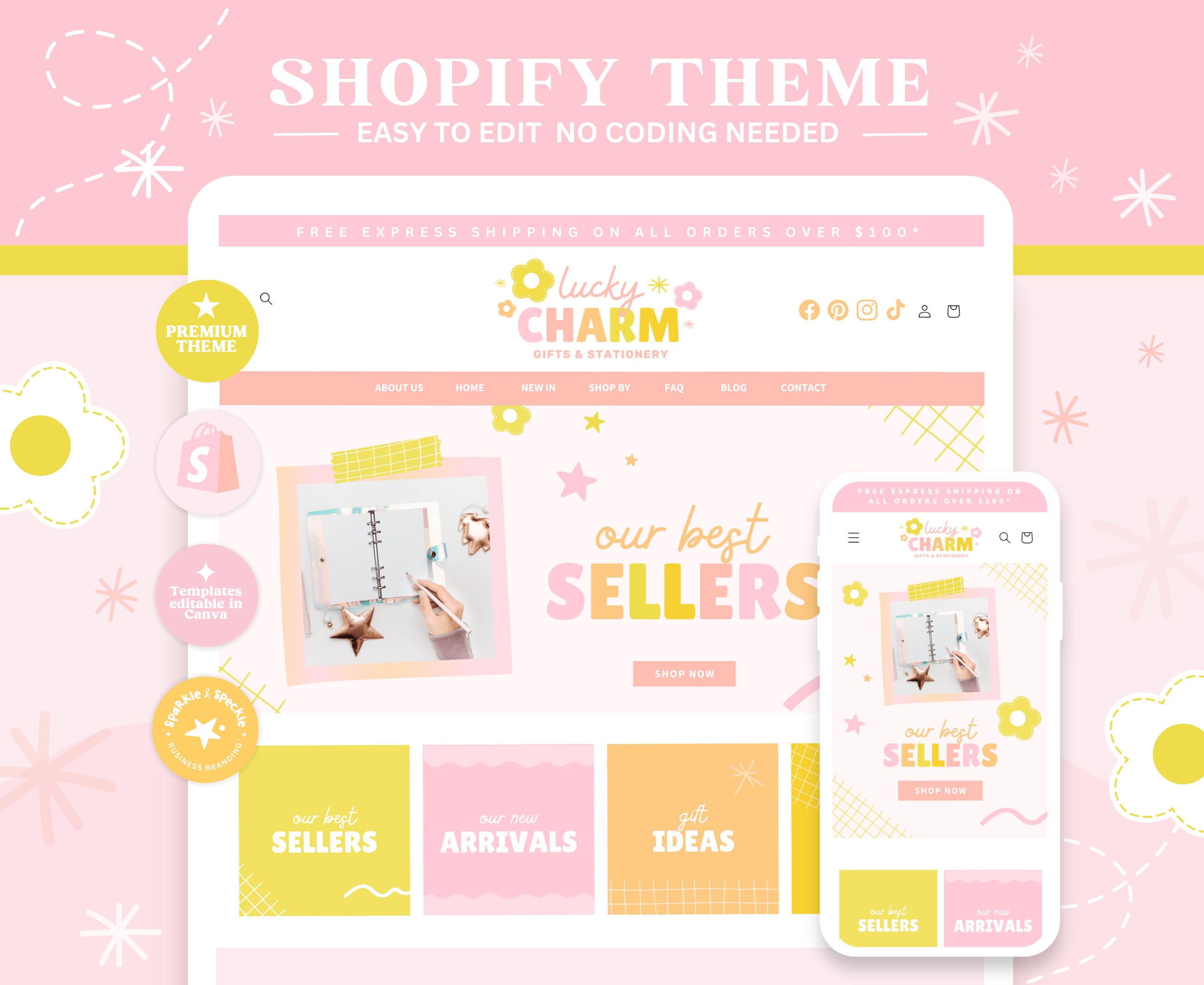 Lucky Charm Shopify Theme best shopify theme canva website colorful shopify theme ecommerce website editable shopify banners graphic design premium shopify theme shopify banners shopify store shopify templates shopify website web design templates website creation website theme