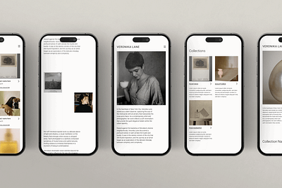 Veronika Lane Mobile Website adobe xd brand collateral brand identity branding creative portfolio design graphic design grid system minimal design mobile mobile wesbite portfolio portfolio template web web design website website layout website mockup website template