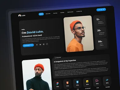 Landing Page (Portfolio) card card design cv cv formet dark dark mode design header menu landing page light light mode menu navigation portfolio portfolio design tab tabs top navigation ui ui design