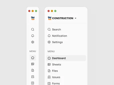 Construction SaaS Web App Sidebar Navigation Menu clean ui complex saas complex web app construction web app minimal ui modern side menu saas saas web app side menu side navigation sidebar uiux web app