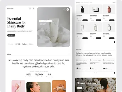 Nécessaire — Essential Skincare Landing Page design e commerce landing page skincare ui ux web web design