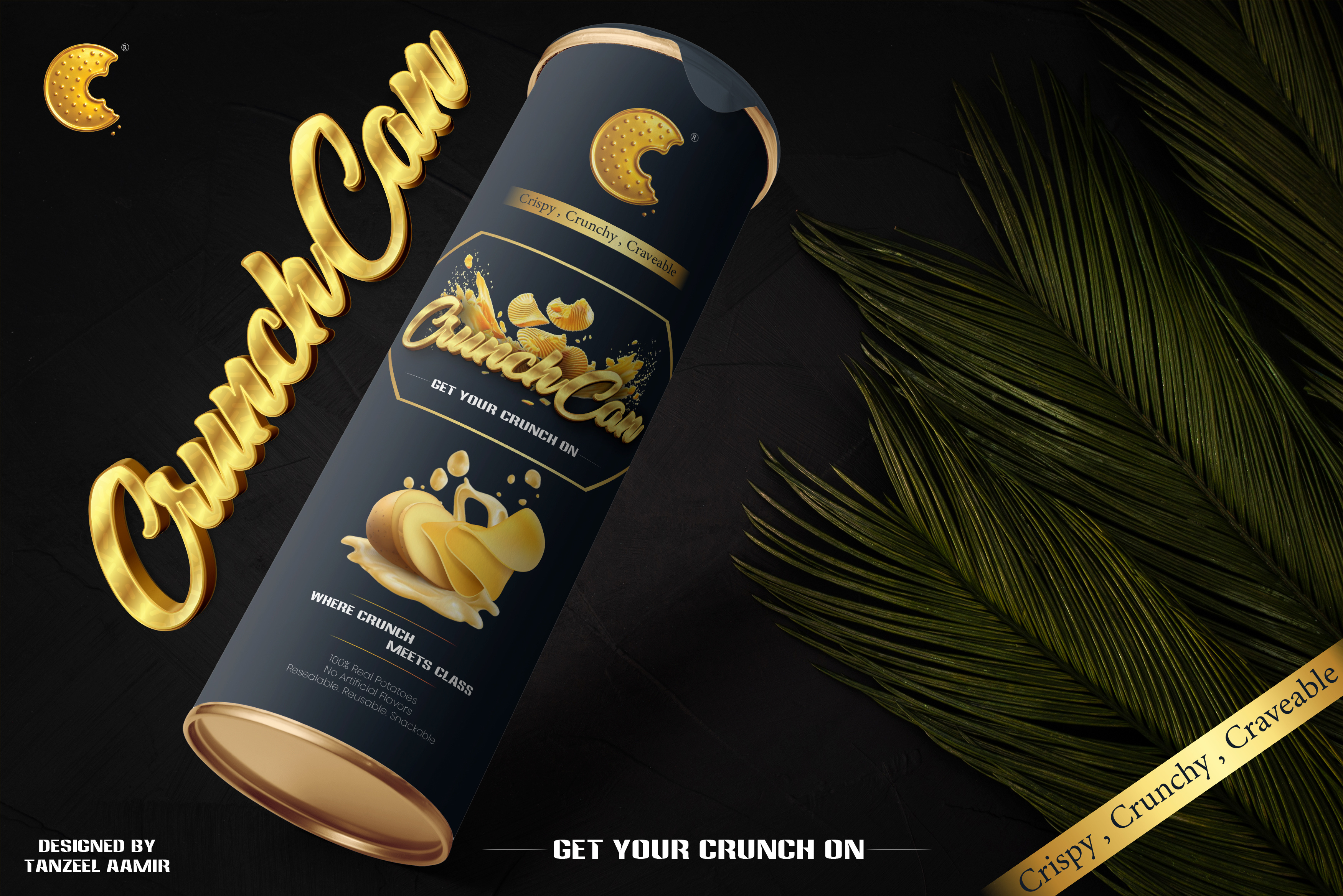 Premium Snack Packaging Design – CrunchCan 3d design adobe illustrator adobe photoshop brand design branding can packaging creative design creative direction graphic design graphic designing illustration logo packaging design pouch design presentation design product design product packaging product packaging design tin packaging vector art