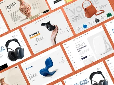 Modern Headers Exploration bags chair decore design device gaming controller header headphone hero home decore landing page power bank sofa vace web design website