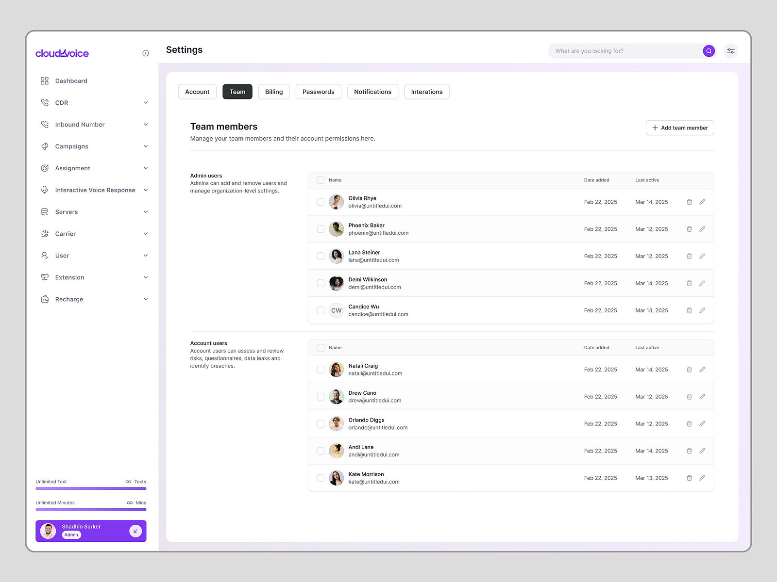 Team Management Dashboard UI by Shahaduzzaman Sarker 💢 on Dribbble