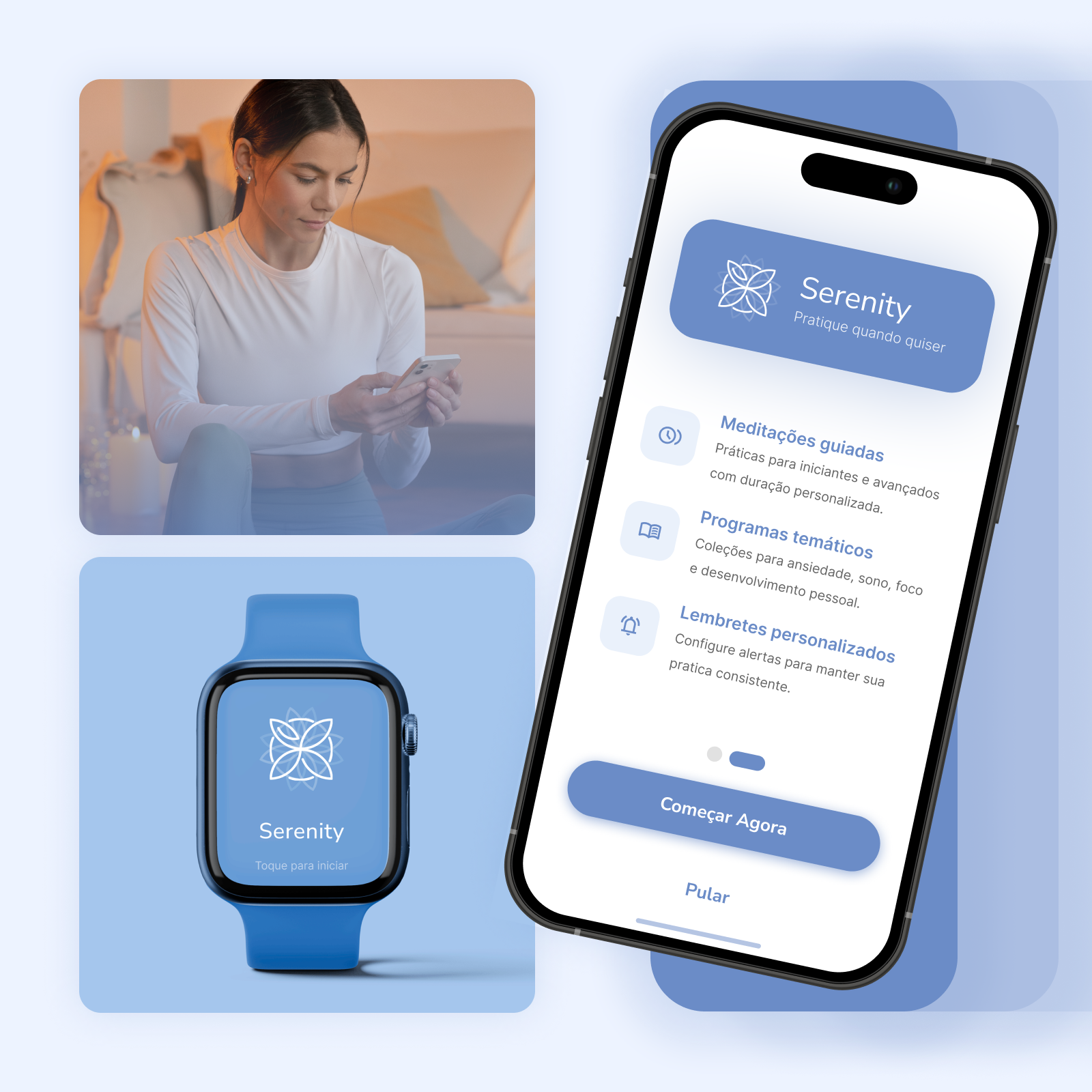 UI UX. Serenity, um App de Meditação app design mobile ui ux