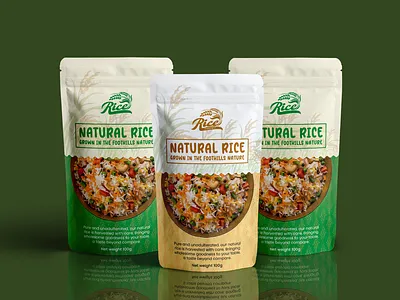 Natural Rice Packaging Design adobe illustrator adobe photoshop branding eco friendly packaging fmcg design food branding food packaging graphic design healthy food label design modern packaging natural food nutritional label design organic food packaging packaging design pouch design product packaging rice packaging