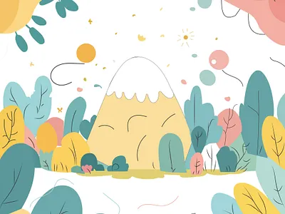 Whimsical Mountain in a Colorful Forest 3d adobe illustrator branding brushing brushwork design digita digital artist digitalpainting flyer design graphic graphic design illustration illustrationdesign logo mountain ui ux vector