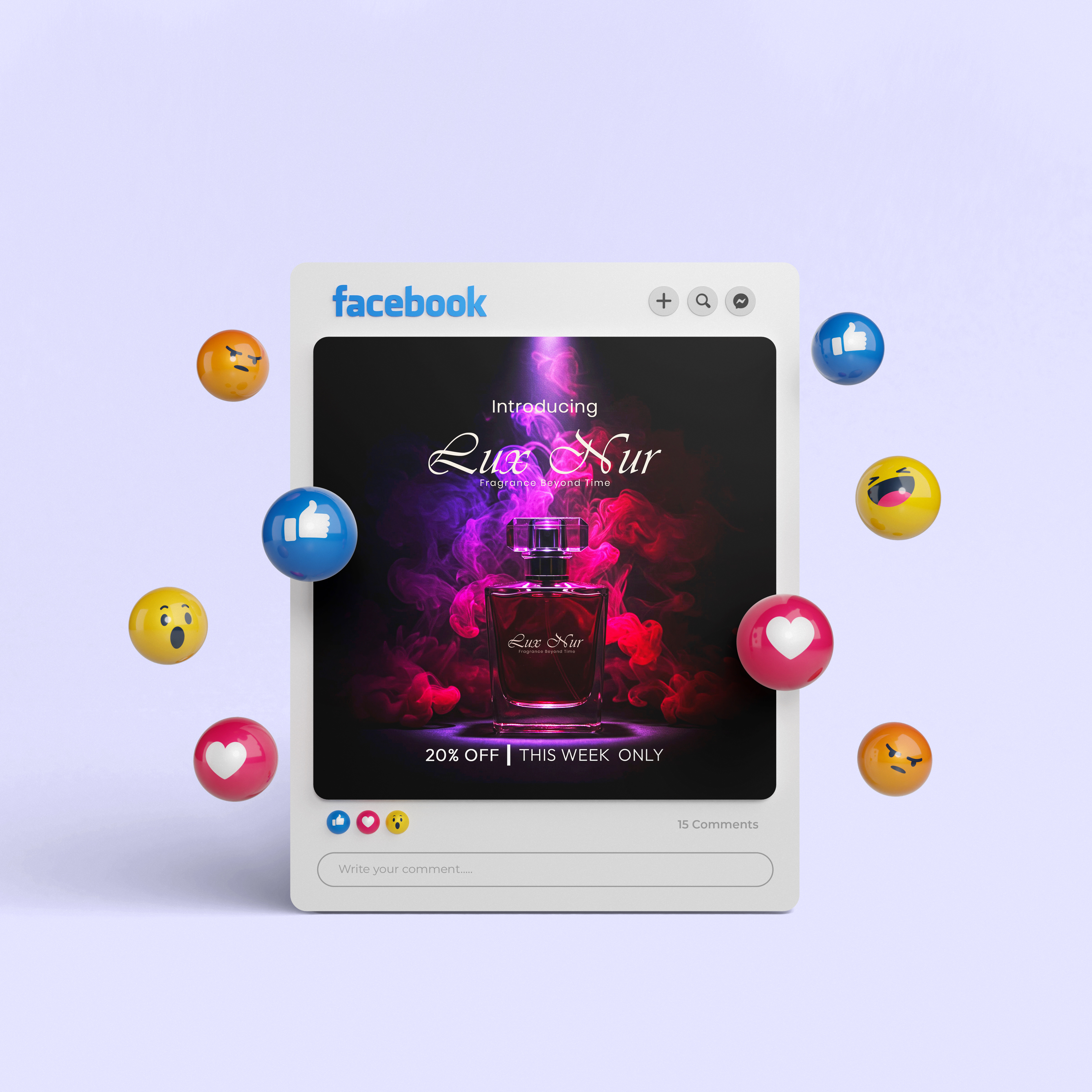 Social Media Post Design—"Lux Nur” Fragrance Promo ads design branding design fragrance social media post graphic design marketing post product manipulation social media design social media post social media post design