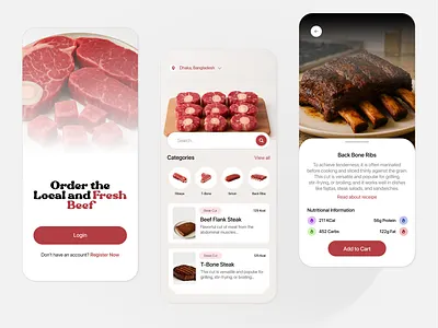 Food Delivery Mobile App UI Design beef ecommerce fresh commerce graphic design mobile ui