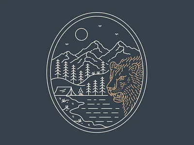 Wild Camping 3 adventure animal apparel camper camping holiday illustration lion nature outdoors predator t shirt design tent tiger vacation wanderlust wild wildlife