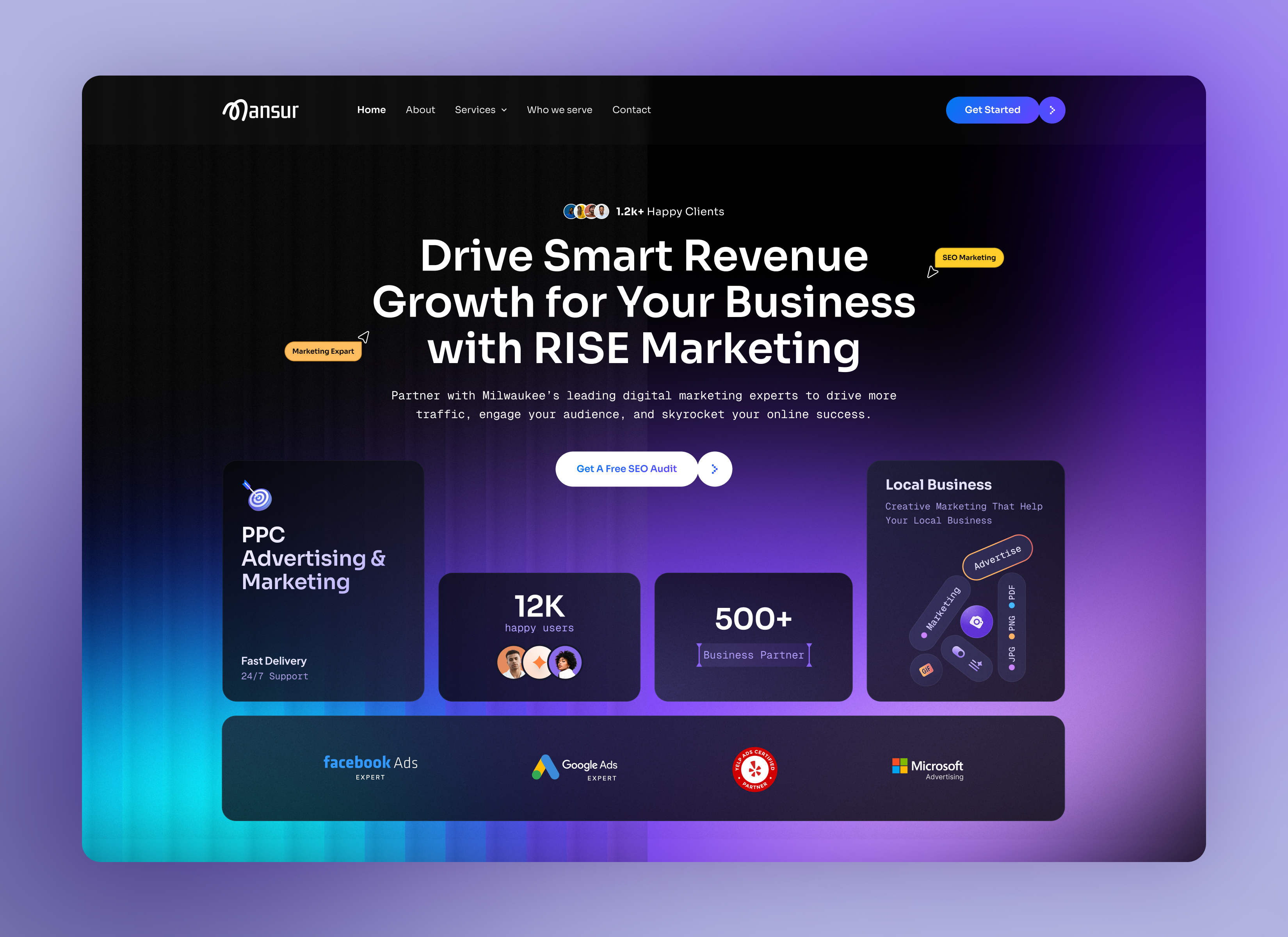 Social Media Marketing agency design modern redesign ui ux