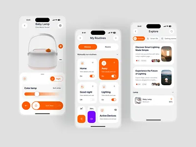 Smart lamp Mobile App app design device home automation ios app lamp light minimal mobile mobile app mobile app design mobile ui smart home smarthome trend ui ui ux uidesign ux