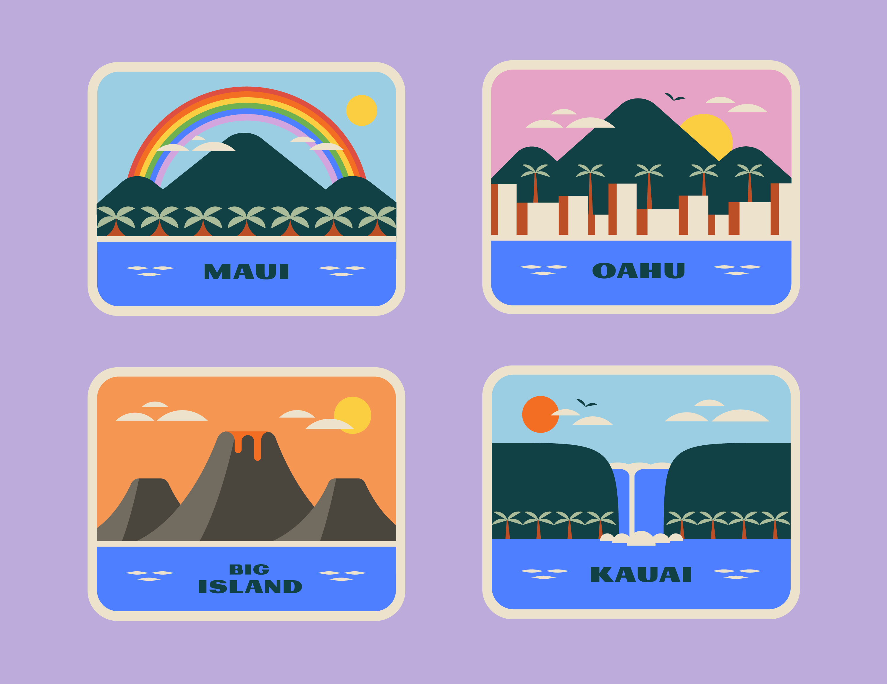 Hawaii Stickers 🌺 big island hawaii islands kauai maui oahu rainbow stickers travel tropical volcano waterfall