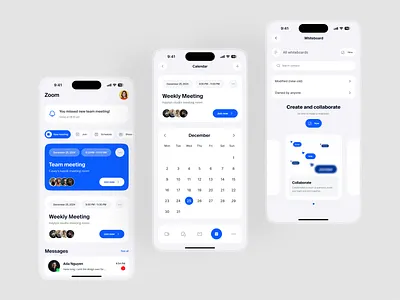 ZOOM-Redesign Mobile App app design calendar call interface ios app live meeting meeting meeting app mobile mobile app mobile app design online meeting ui video video call video chat videocall app whitboard zoom zoom app