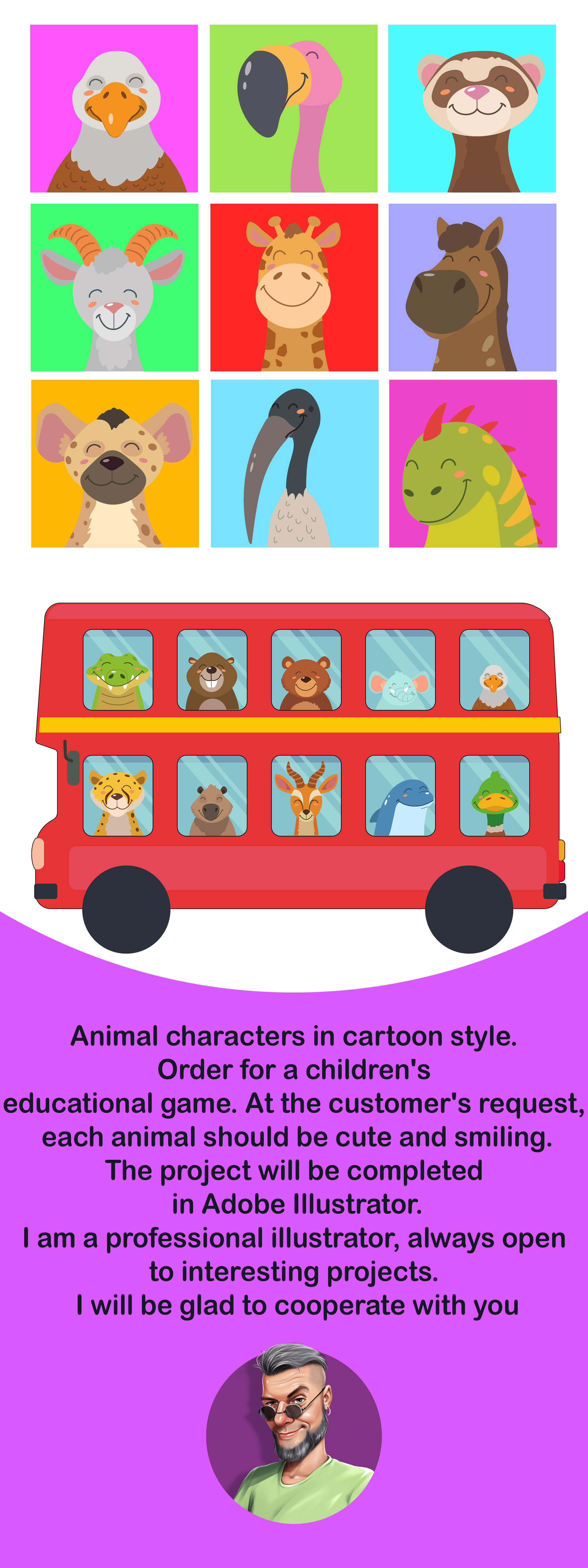 Creating funny little animals for a children's game adobe illustrator animals cartoon character concept design flat for children game graphic design illustration vector
