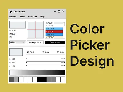 Color Picker Design color color palette color picker dailyui desktop app ui ui060 ux uxui web design