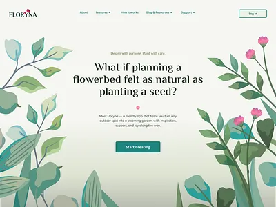 Hero Section for a Smart Gardening App cases creative practice gardening app hero section nature product ui ux web design