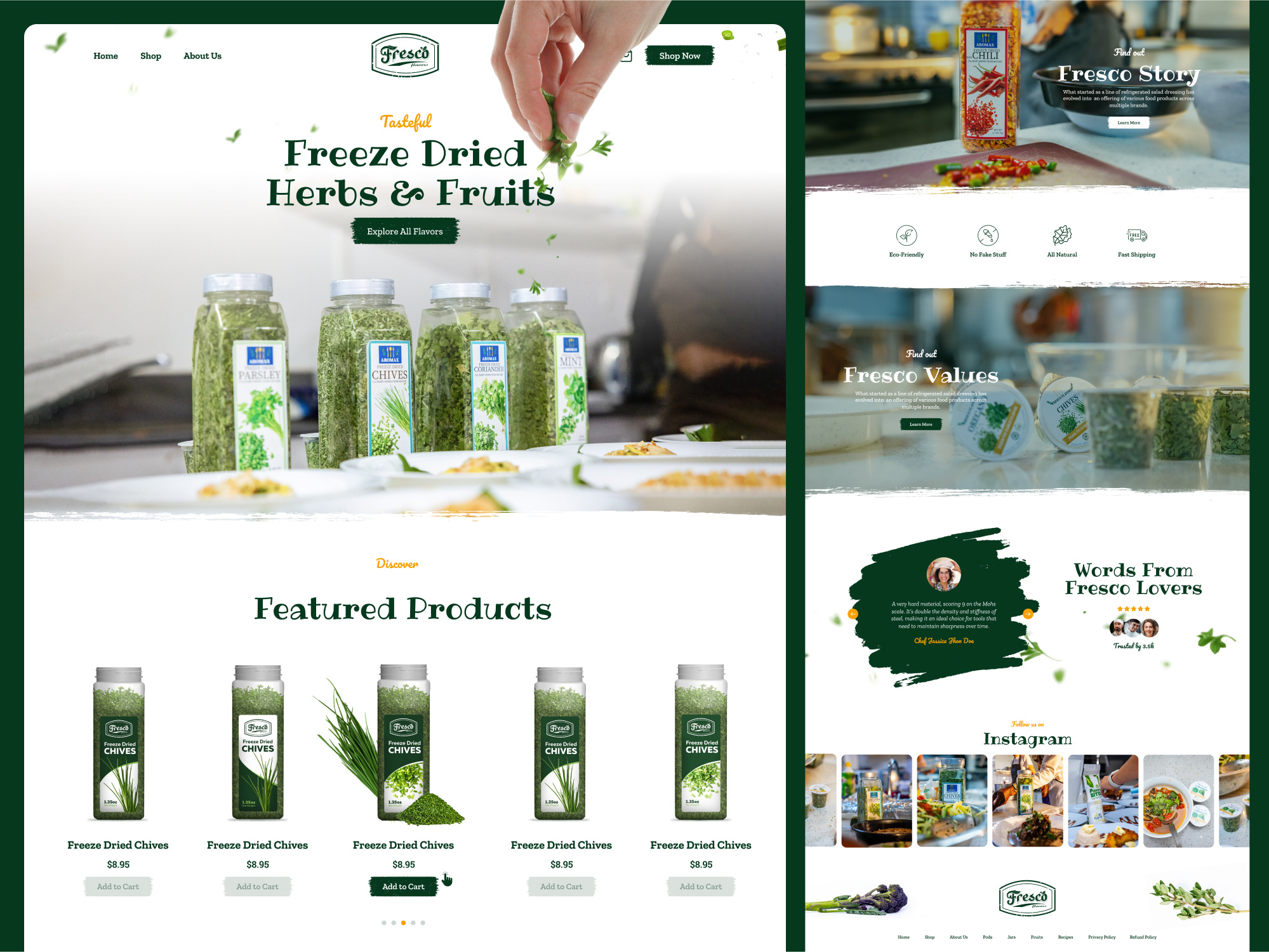E-commerce Web Design for Fresco Flavors Developed in Shopify chef cooking design development drink ecommerce food herbal herbs iconic landing page landing page design popular recent reciepe shopify shopify store web design website design woocommerce