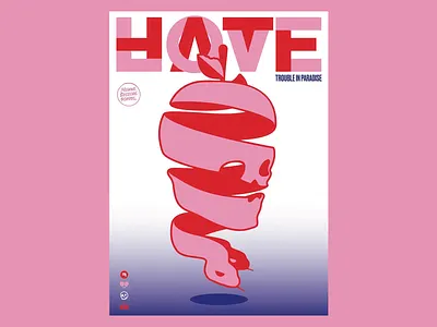 Twisted Love in Paradise artistic contrast conceptual art dramatic artwork emotional design graphic symbolism logo love betrayal love decay minimalist poster modern graphics passionate illustration pink gradient powerful emotions red composition romantic tragedy skull heart surreal poster symbolic message twisted symbolism