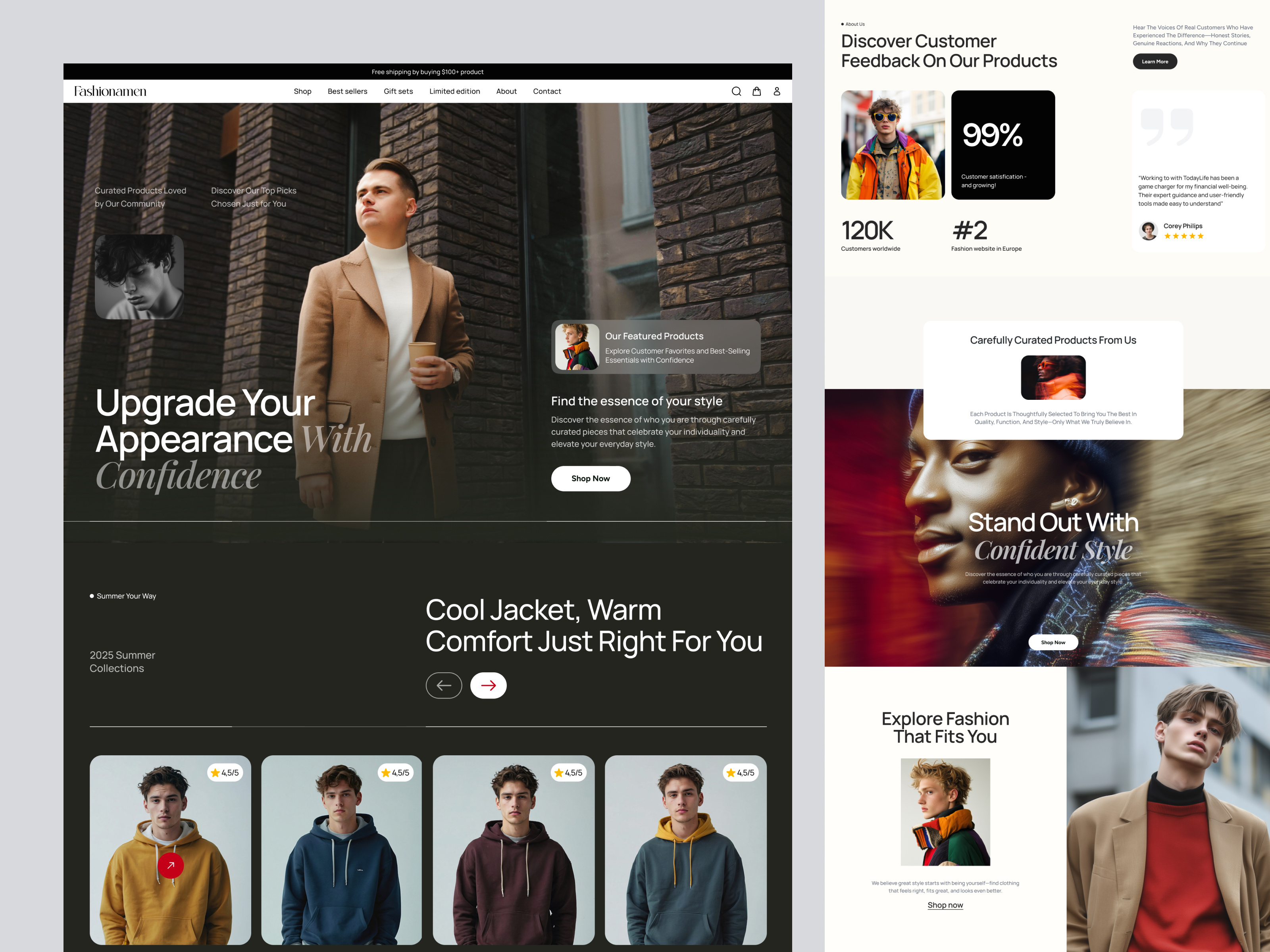Fashionamen - eCommerce Fashion Online Store branding classic design ecommerce elementor fashion framer landing lifestyle online page shop store ui webflow website wordpress