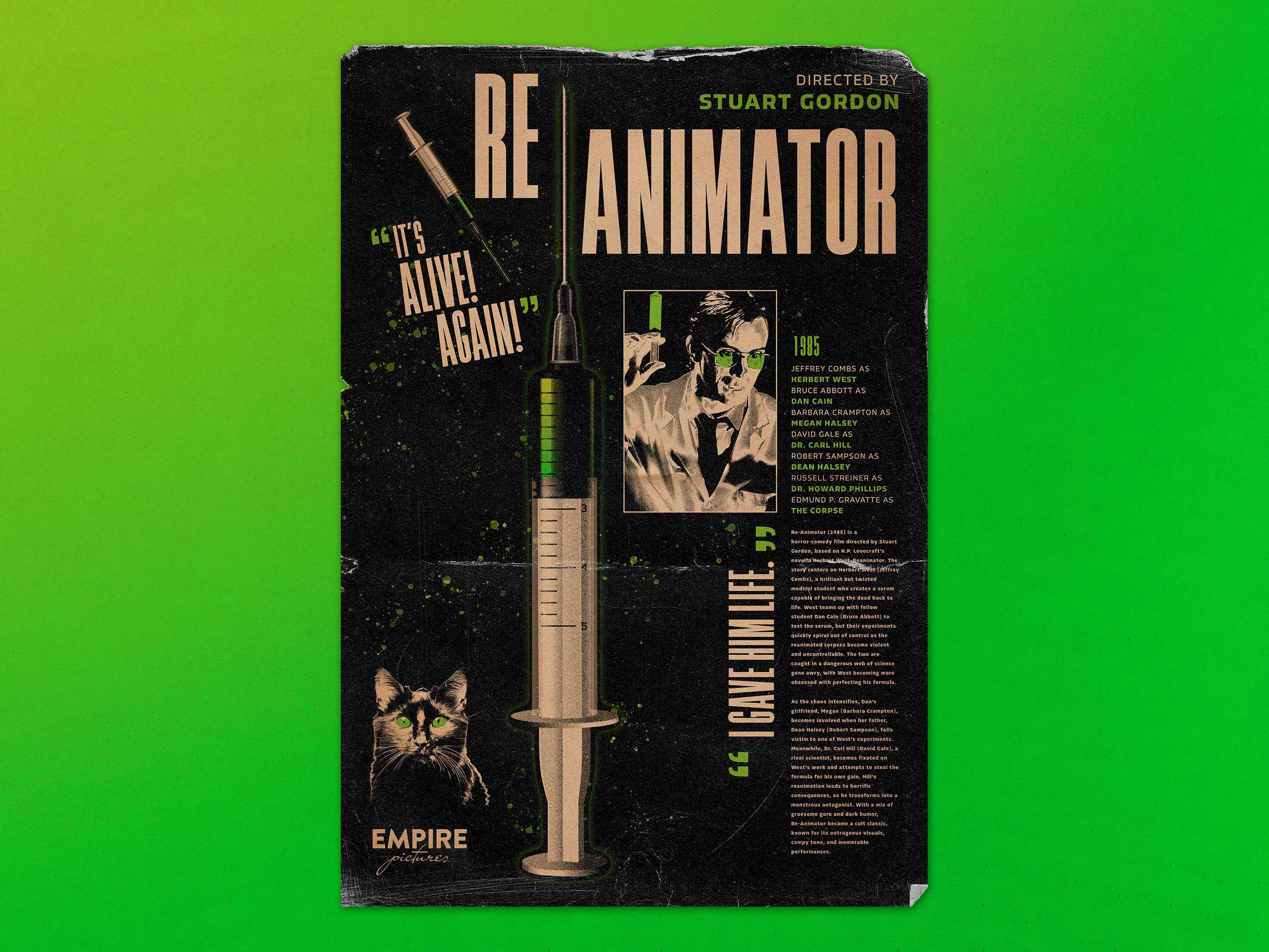 Movie Poster Design: Re-Animator adobe illustrator design graphic design illustration poster design