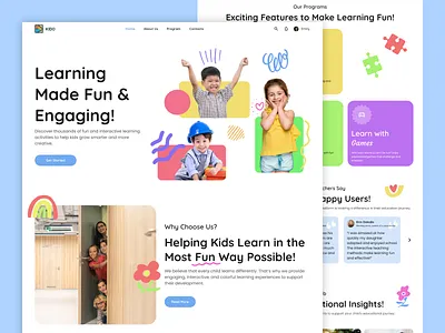 Kido - Kids School Landing Page blue clean colorful creative cute desktop dribbble education figma flat kids landing page pastel school ui ui design ui ux ux ux design web