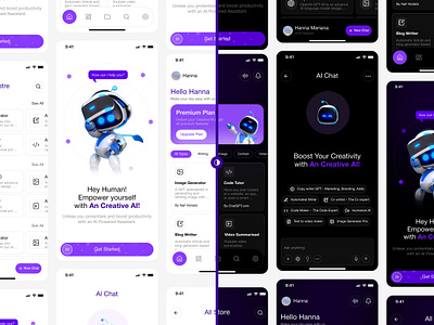 Meet Creative AI — Your AI Chat Companion aiappmobile apps behance branding chatboot cleandesign creativedesign dribbble figma inspiratvedesign lookthis mobileai mobiledesign ui uiux uiuxdesign