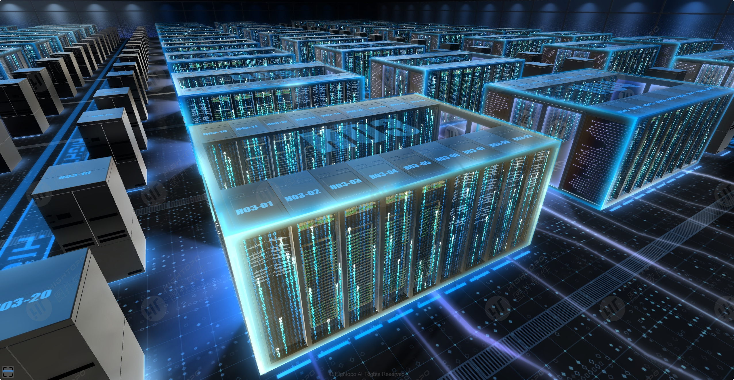 Hightopo Data Center Management Platform 3d animation datacenter design digital twin iot ui visualization web design