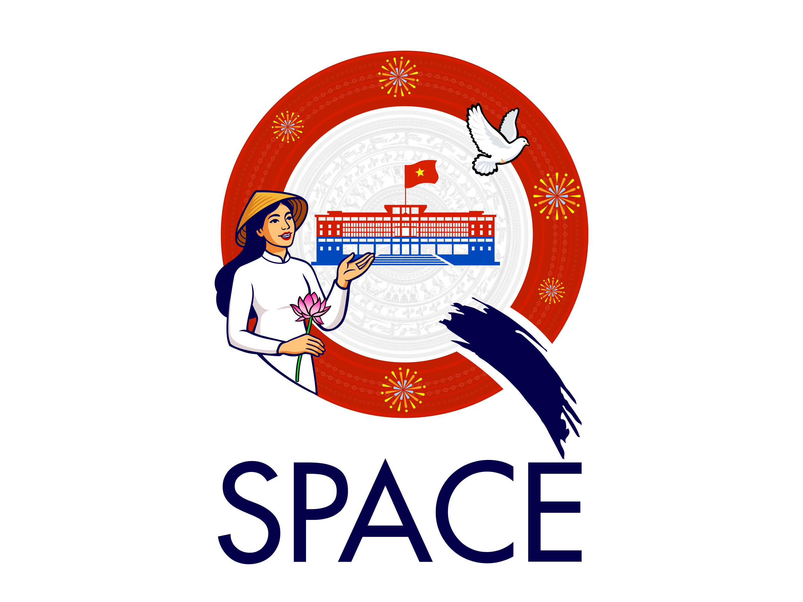 Qspace logo_ Vietnamese Reunification Day April 30 color creative graphic design illustration illustrator logo vector vietnam