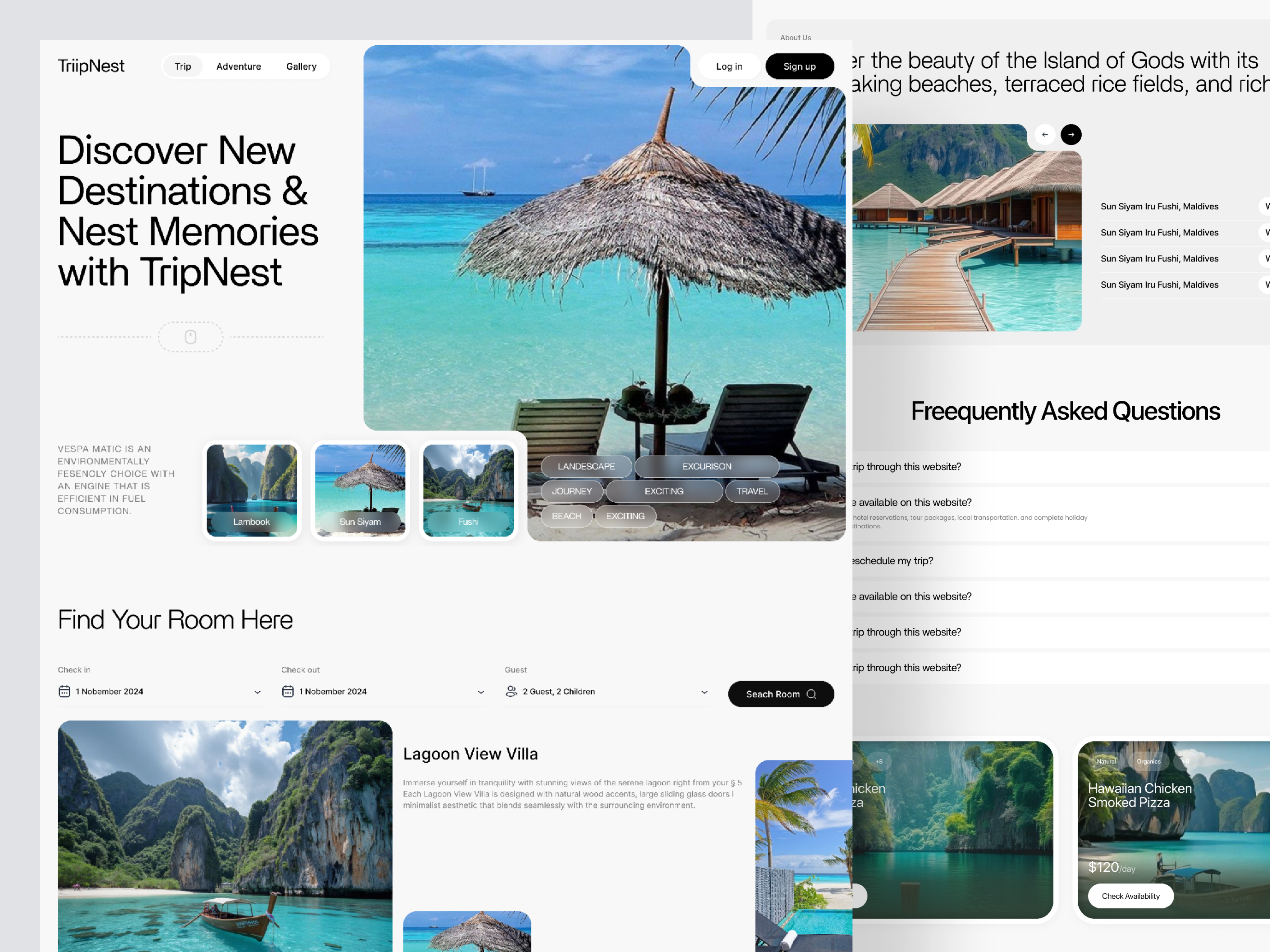 TripNest - Travel Landing Page airbnb booking booking platform design flight flight booking holiday hotel booking landing page landing page new popular real estate real estate landing page rent travel agency website travel landing page travel service traveling website tripnest web design